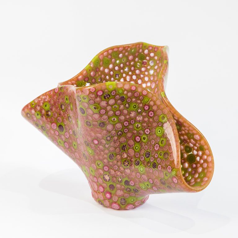 Fused Glass Fan Coral Murrine Drape