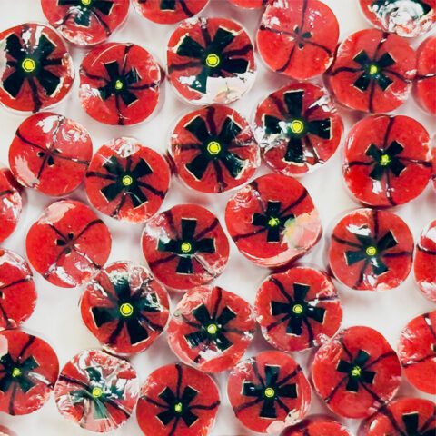 Murrine - Flowers - Large Red Poppy Flower - 96COE