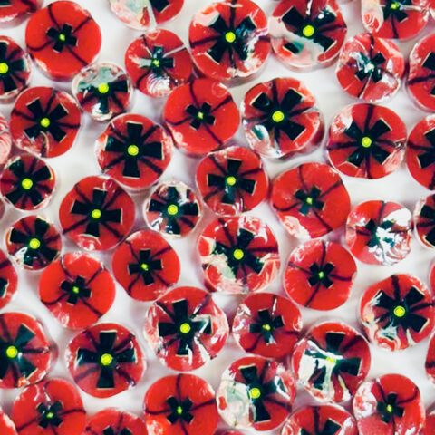 Murrine - Flowers - Red Poppy Flower - 96COE