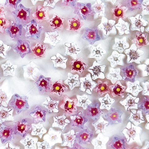 Murrine - Flowers - White and Neo Lavender Star - 90COE