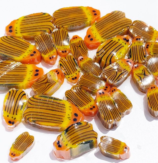 Murrine – Mixed Size - Stripy Orange Bugs – 90COE