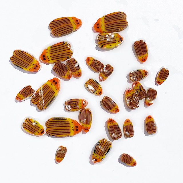 Murrine – Mixed Size - Stripy Orange Bugs – 90COE