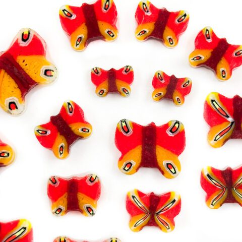 XL Murrine – Mixed Size - Red and Orange Butterflies – 90COE