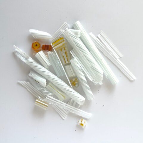 Float Glass - Scrap - White Canes and Frit - 50g