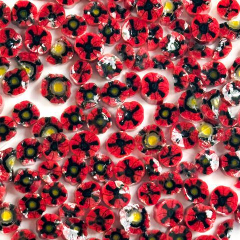 Murrine - Float Glass - Red Poppy