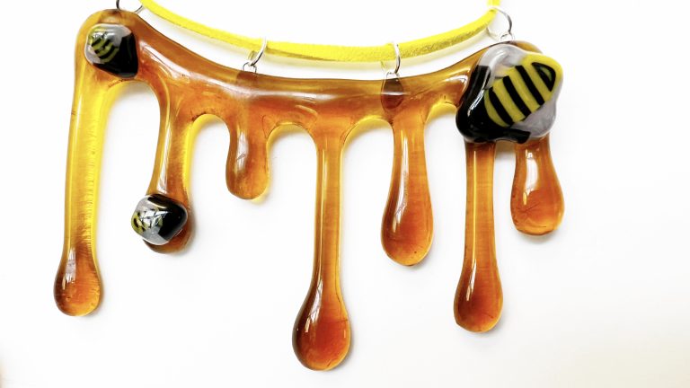 Fused Glass Art Honey Drop Necklace