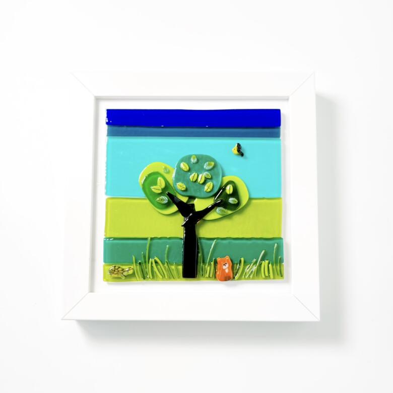 Fused Glass Little Woodland Day Landscape
