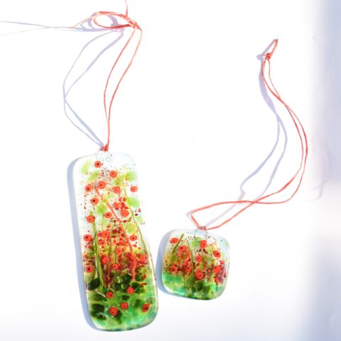 Fused Glass Poppy Suncatcher
