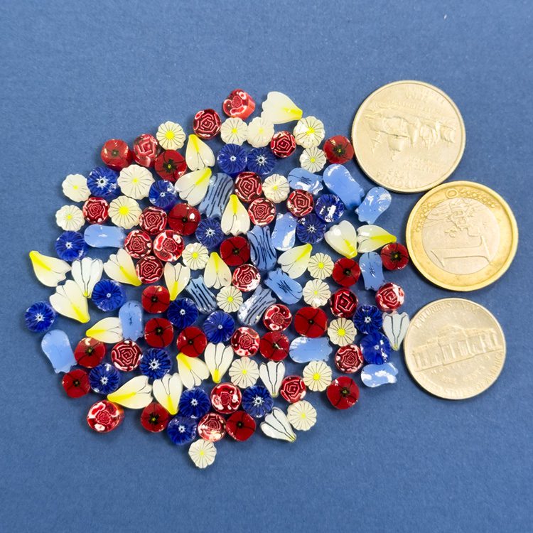 Murrine - Flowers - Red, White, Blue Mix - 96COE - 1oz