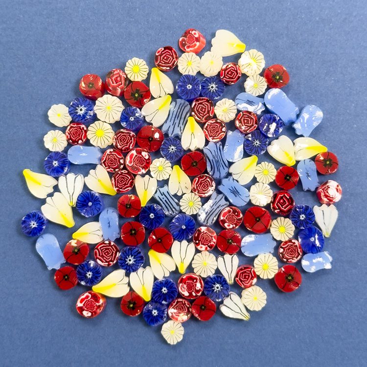 Murrine - Flowers - Red, White, Blue Mix - 96COE - 1oz