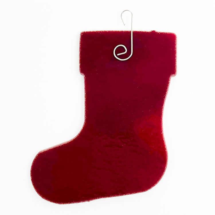 Precut Glass Shape - Christmas Stocking - Bullseye Glass