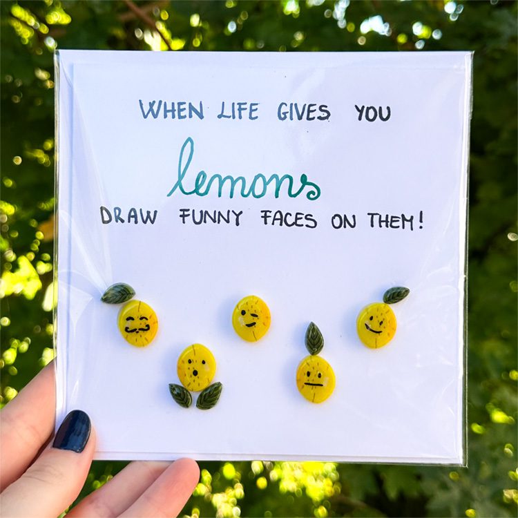 Fused Glass Lemon and Leaf Cards