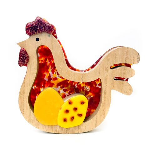 Fused Glass Chicken with eggs