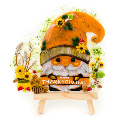 Fused Glass Thanksgiving Cheer Gnome