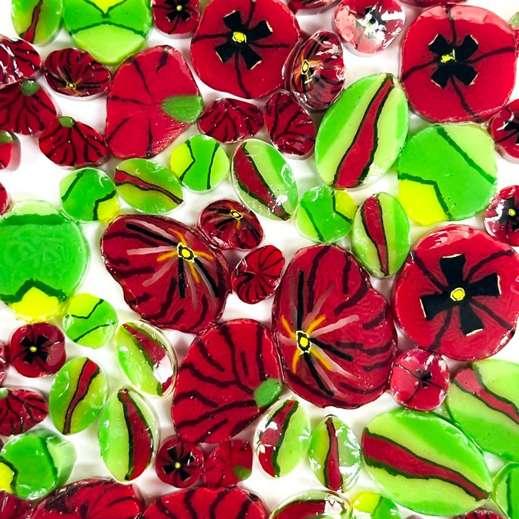 Murrine - Remembrance Day Poppy Mix - 96COE - 50g