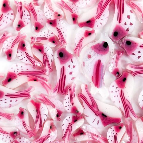 Murrine - Mix Size - Pink Love Birds - 90COE - 1 Ounce