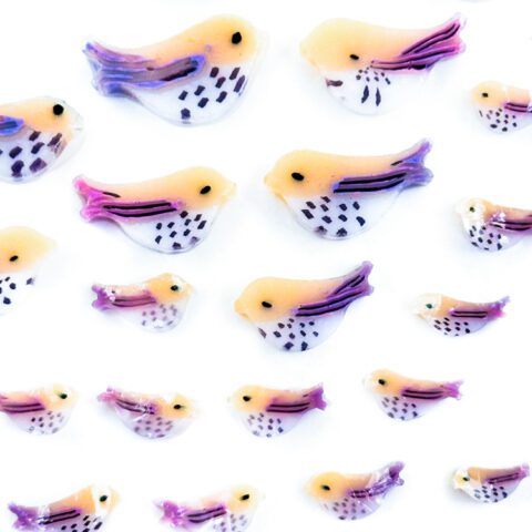 Murrine - Mix Size - Pink Love Birds - 96COE - 1 Ounce