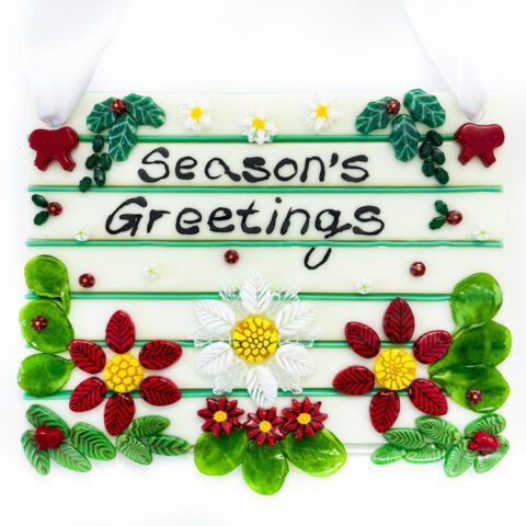 Fused Glass Seasons Greetings Panel