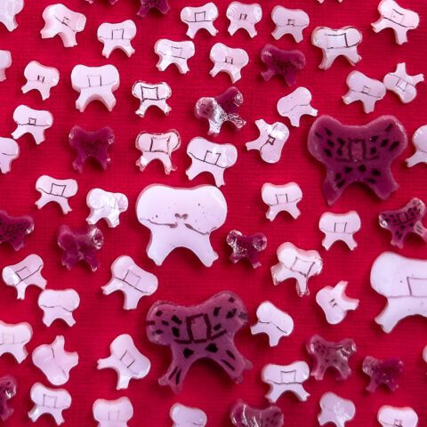 Murrine - Mixed Size - Pink Bows - 90COE - 1oz