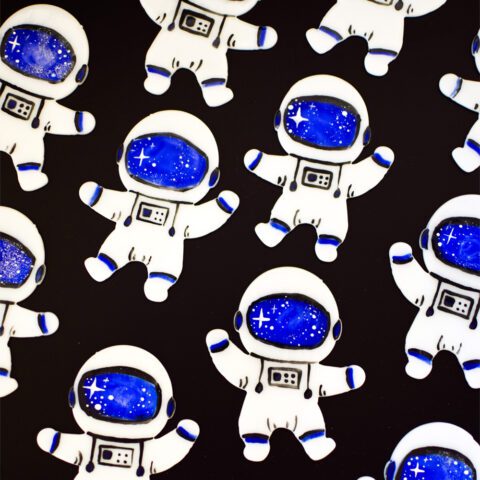 Precut Glass Shape - Enameled Astronaut - Bullseye Glass