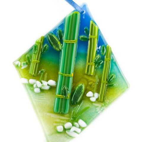 Fused Glass Bamboo Scene