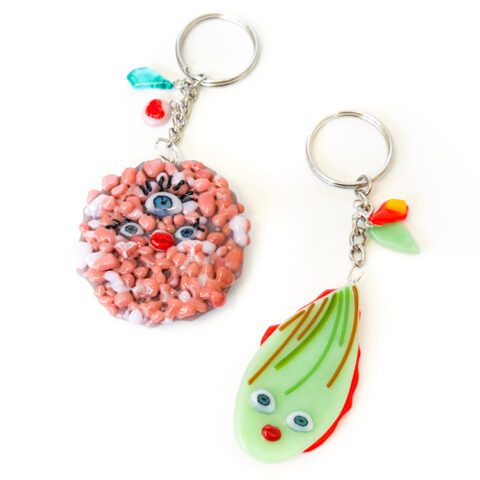 Fused Glass Mood Monster Keychains