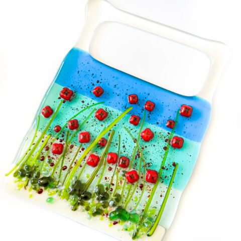 Fused Glass Poppy Sea Hanging Decoration