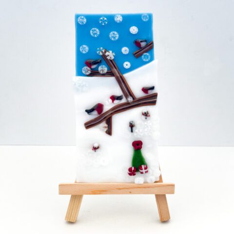 Fused Glass Snowy Christmas Scene