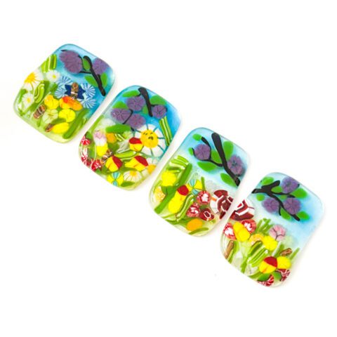 Fused Glass Spring Meadow Magnets