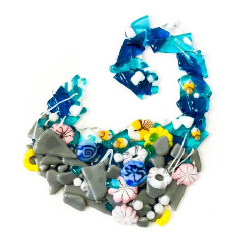 Fused Glass Wave and Reef Scene