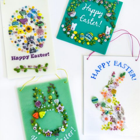 Fused Glass Happy Easter Sign
