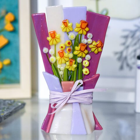 Fused Glass Standing Floral Bouquet