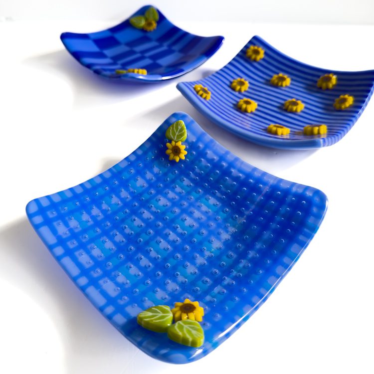 Fused Glass Decorative Sunflower Plates