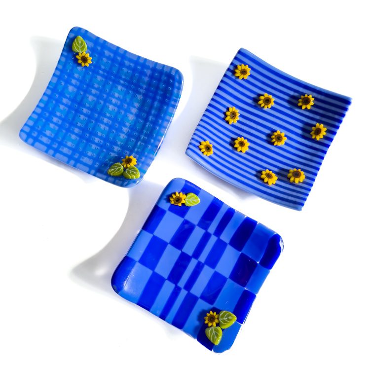 Fused Glass Decorative Sunflower Plates