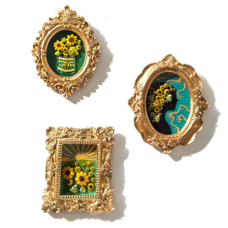 Fused Glass Golden Sunflower Frames