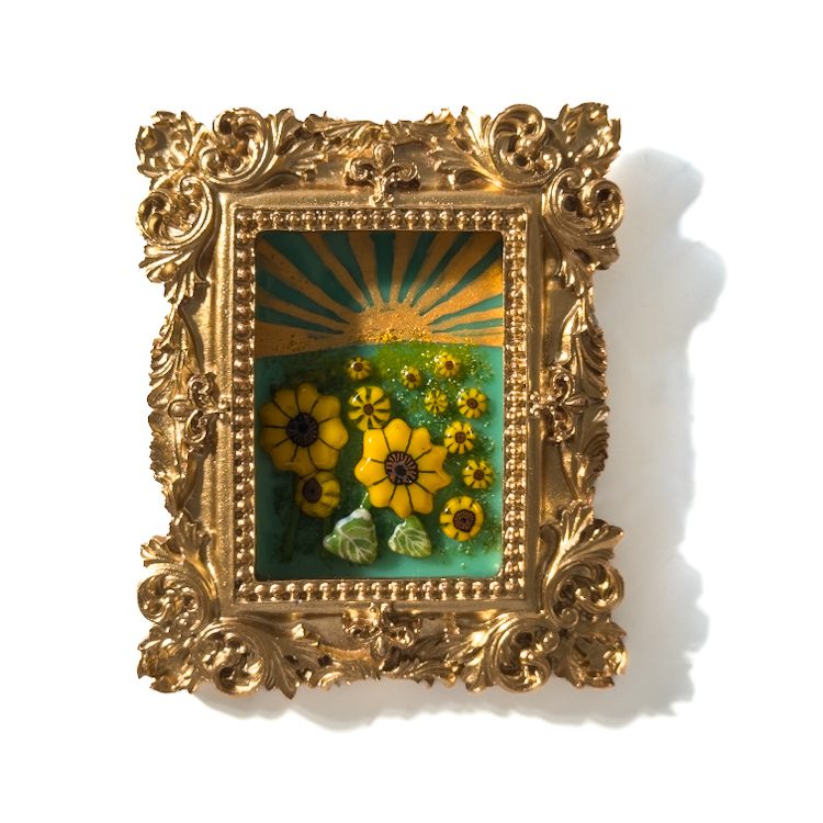 Fused Glass Golden Sunflower Frames
