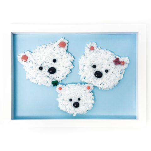 Fused Glass Polar Bear Family