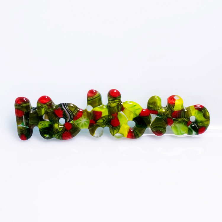 Fiber Paper Cut out Word Ho Ho Ho Fused Glass Trinket Tray