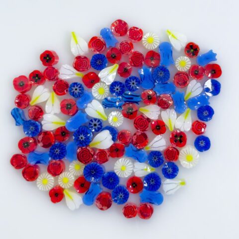 Murrine - Flowers - Red, White, Blue Mix - 90COE - 1oz